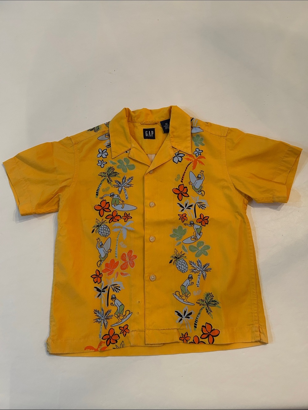 Vintage GAP Yellow Hawaiian-Style Button-Up Shirt